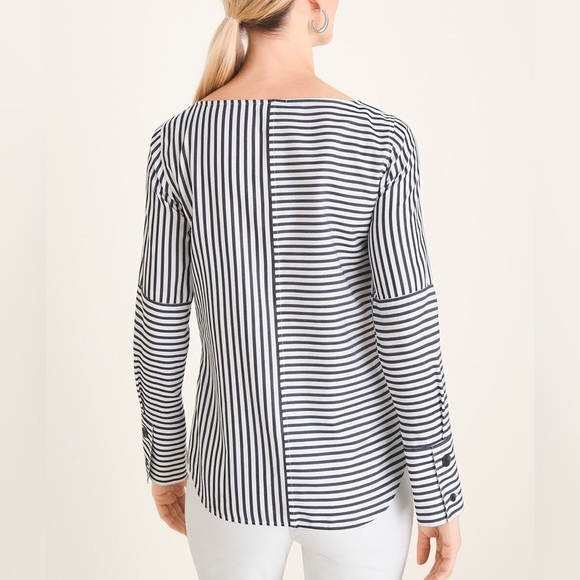 Chico’s Mixed Stripe Pullover Top Size 1 / Small Medium - Picture 4 of 10